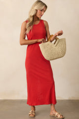 Z Supply Red Cotton Mystic Textured Midi Dress