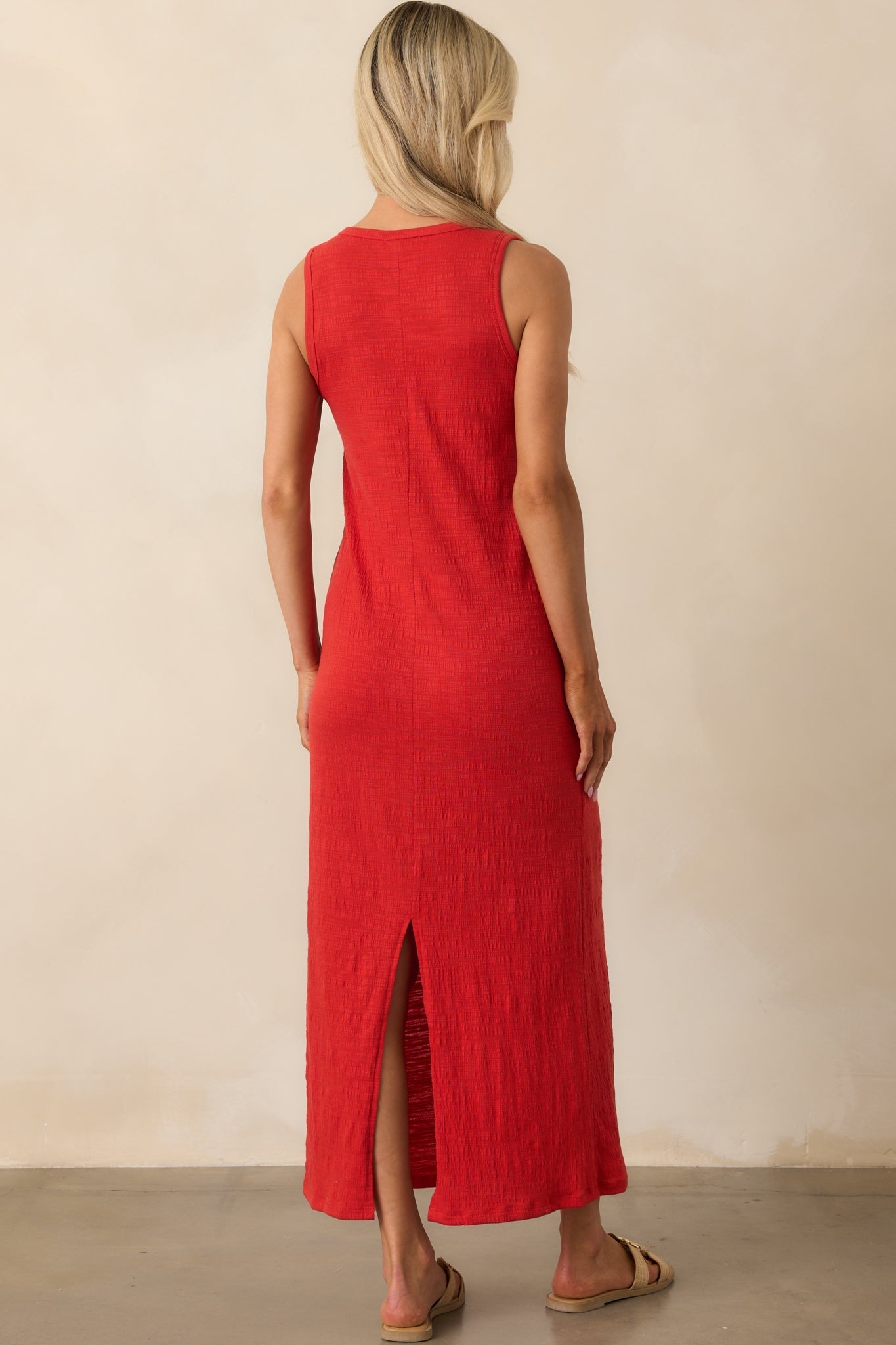 Z Supply Red Cotton Mystic Textured Midi Dress