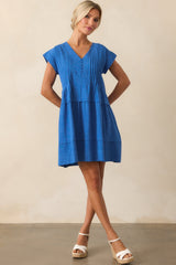 I Could Never Forget Cobalt Blue Cotton Mini T-Shirt Dress