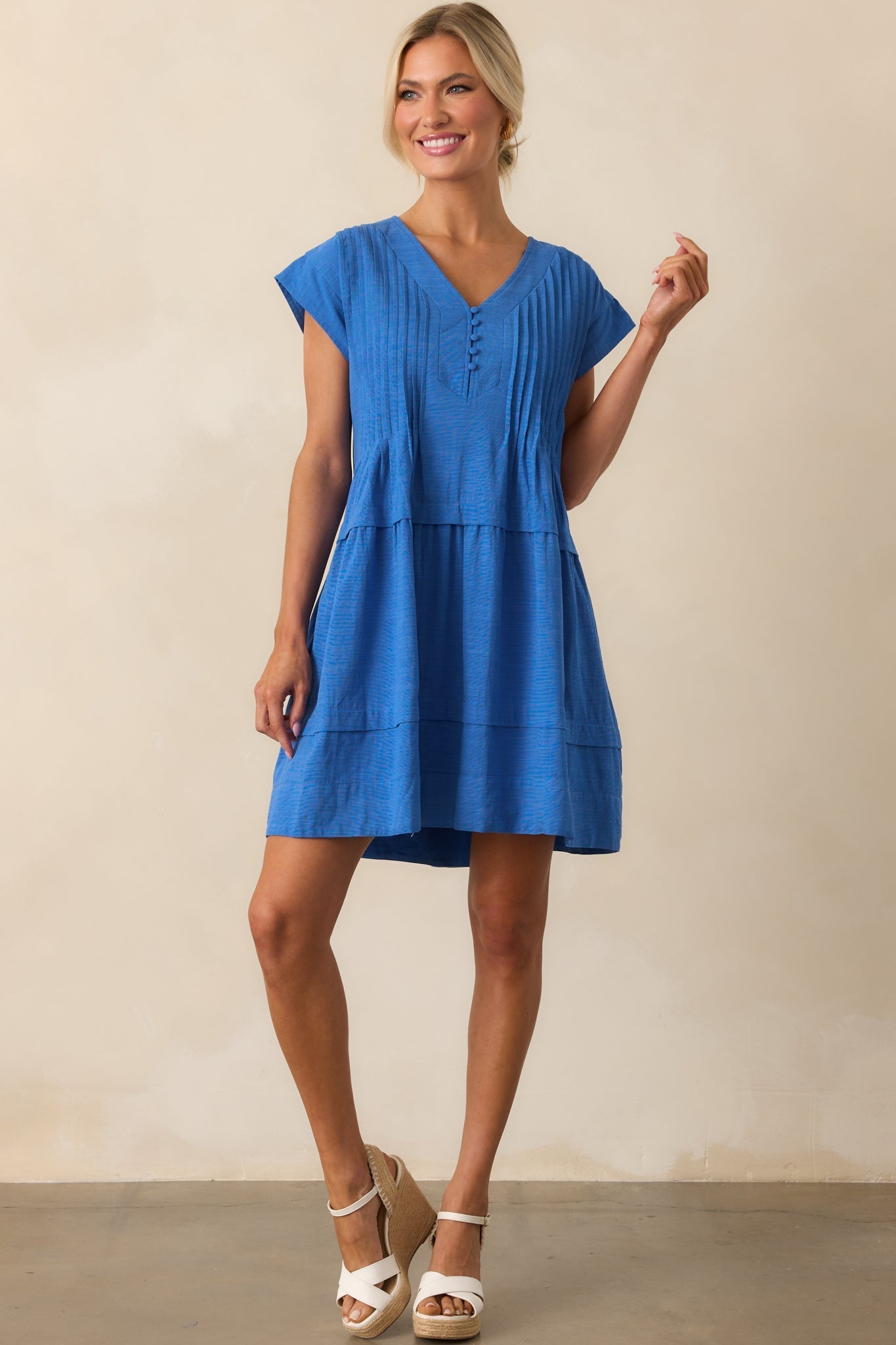 I Could Never Forget Cobalt Blue Cotton Mini T-Shirt Dress