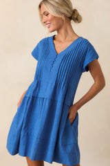 I Could Never Forget Cobalt Blue Cotton Mini T-Shirt Dress