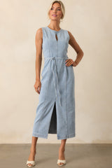 MINKPINK Light Wash Cotton Oliver Denim Midi Dress