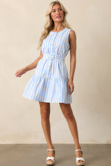 What You Make Of It Light Blue Stripe Cotton Mini Dress
