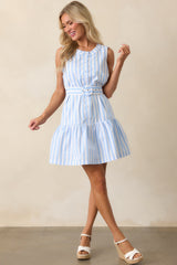 What You Make Of It Light Blue Stripe Cotton Mini Dress