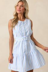 What You Make Of It Light Blue Stripe Cotton Mini Dress