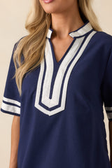 As Real As It Gets Navy Linen Short Sleeve Mini Dress