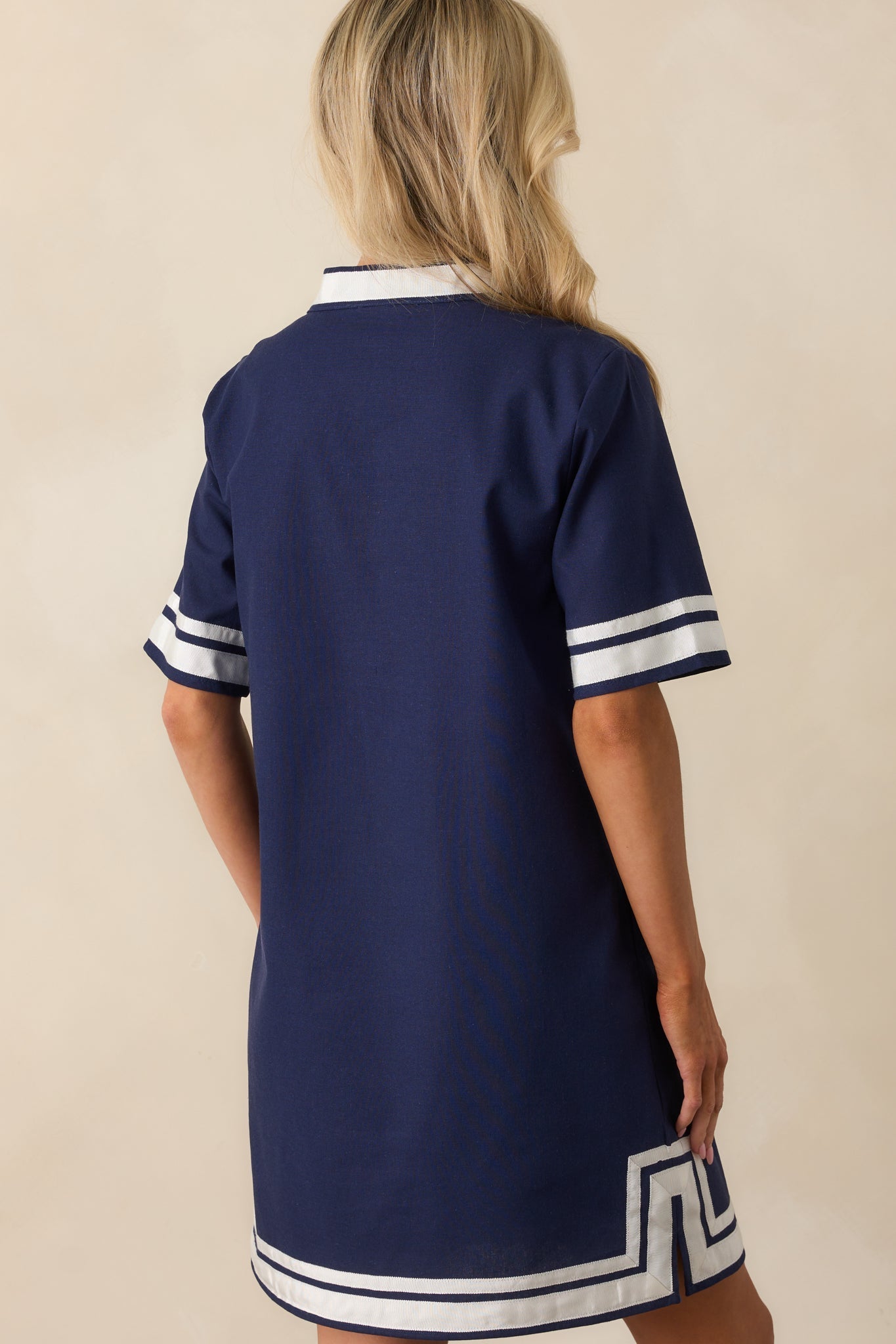 As Real As It Gets Navy Linen Short Sleeve Mini Dress