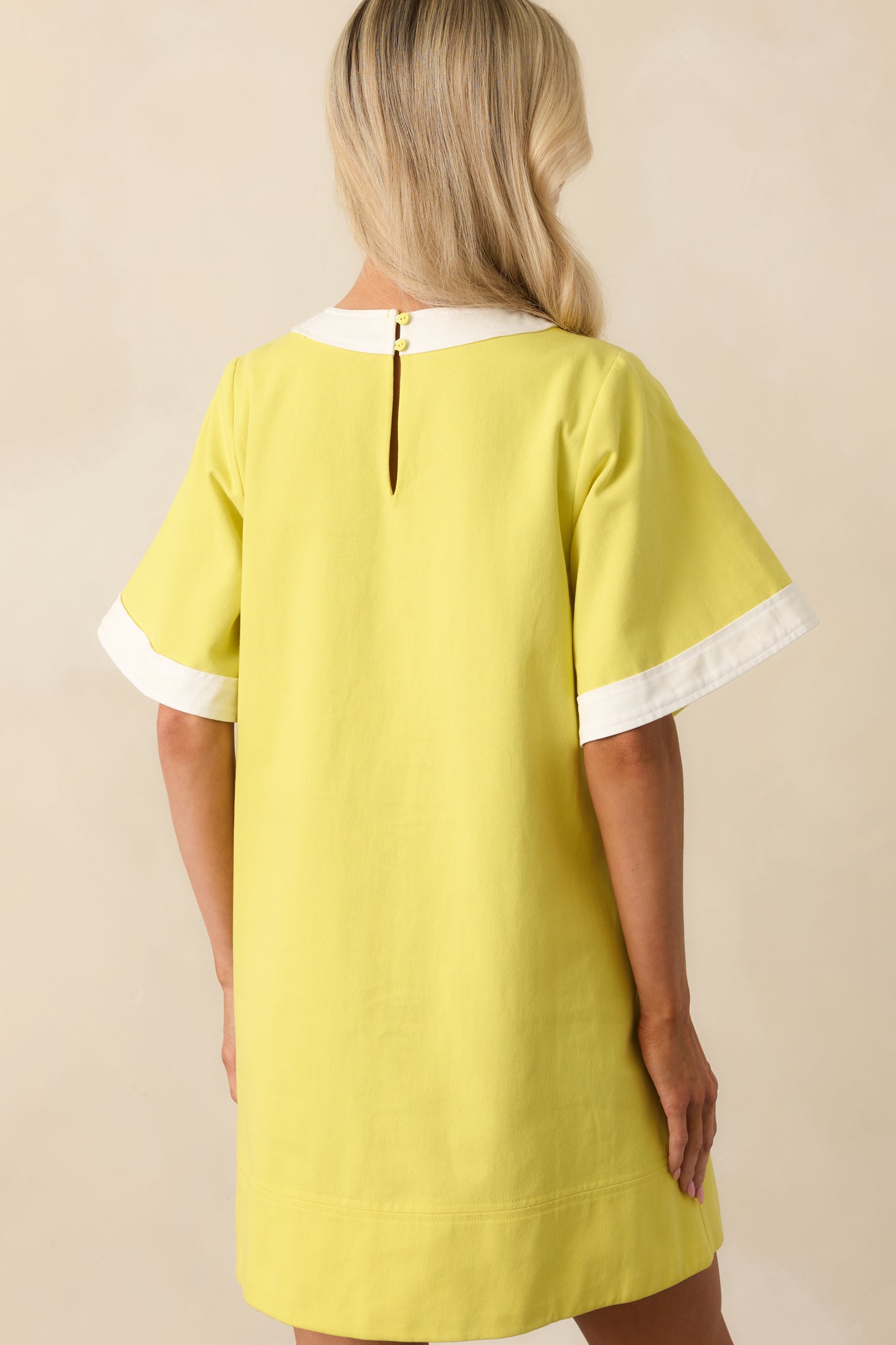 Game Changer Yellow Cotton Short Sleeve Mini Shift Dress
