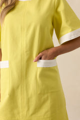 Game Changer Yellow Cotton Short Sleeve Mini Shift Dress
