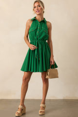 Something About Me Kelly Green Cotton Mini Shirt Dress