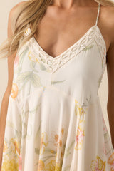 A Reason To Smile Ivory Multi Floral Print Rayon Mini Dress