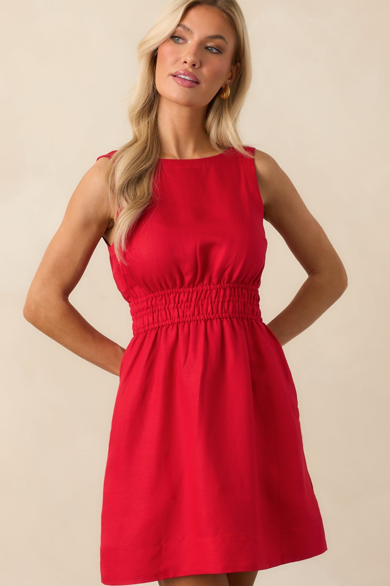 Staple The Label Red Linen Blend Amana Mini Dress