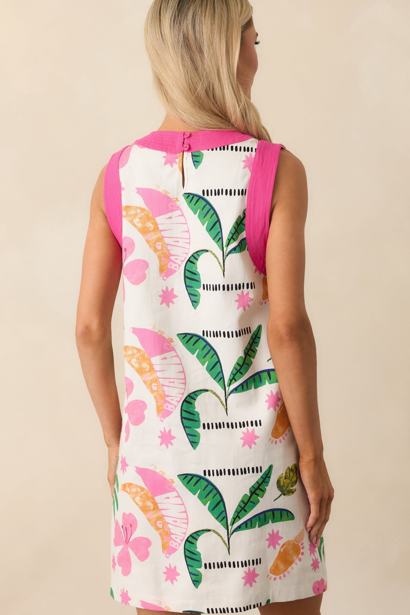 Times Like These White Tropical Print Cotton Mini Shift Dress