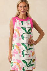 Times Like These White Tropical Print Cotton Mini Shift Dress