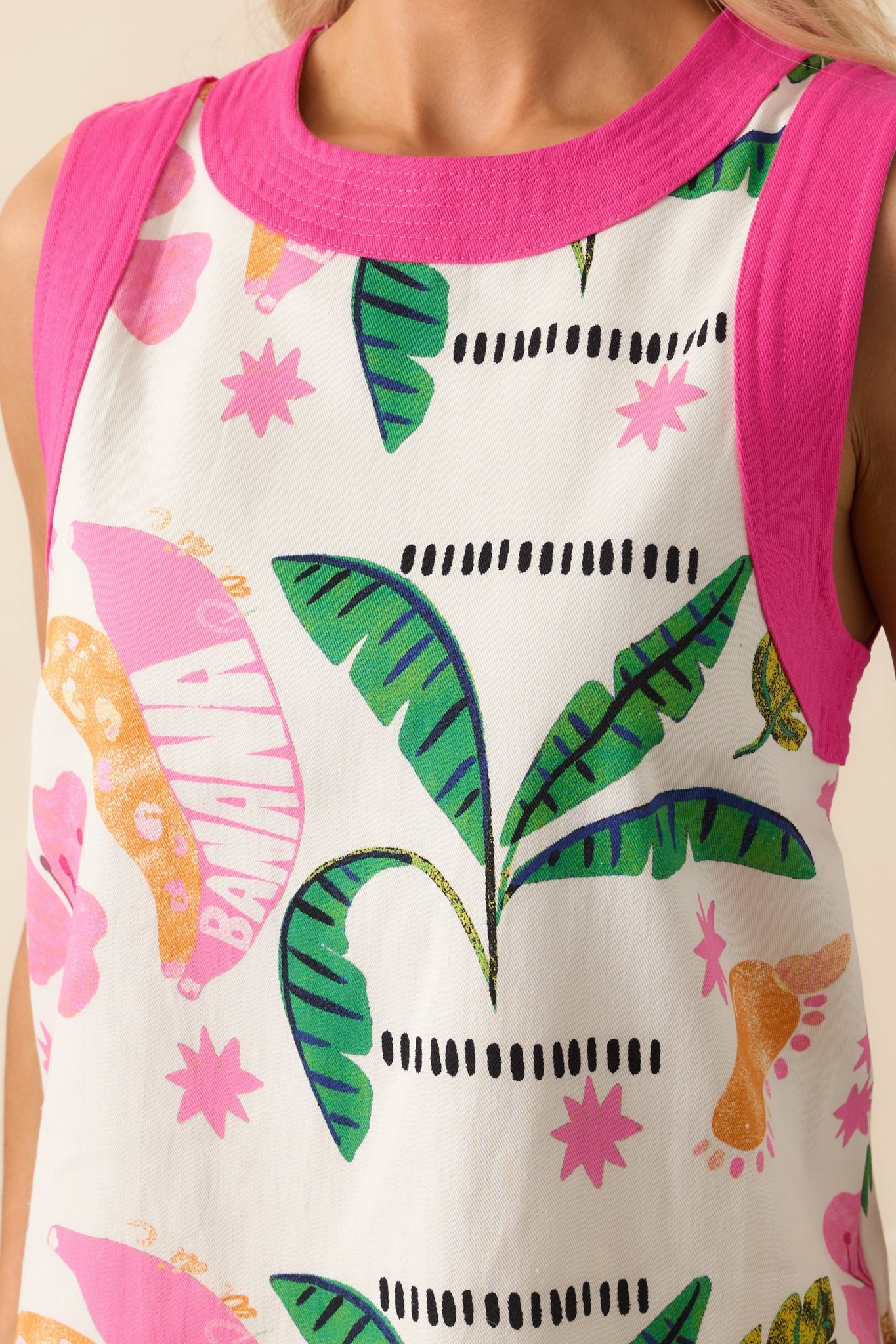 Times Like These White Tropical Print Cotton Mini Shift Dress