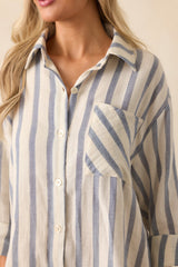 Better Than Expected Blue Stripe Cotton Mini Shirt Dress