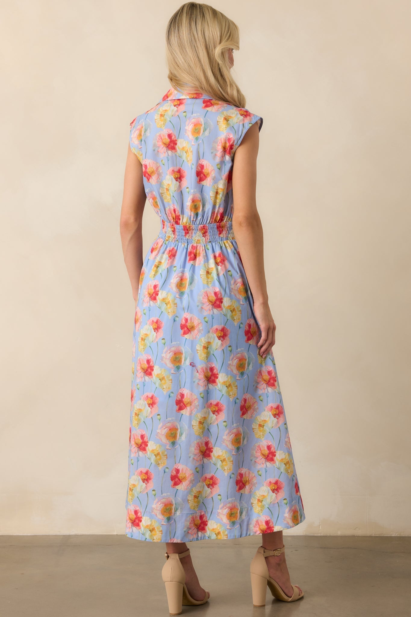Only The Best Periwinkle Floral Print Cotton Tie Front Maxi Dress