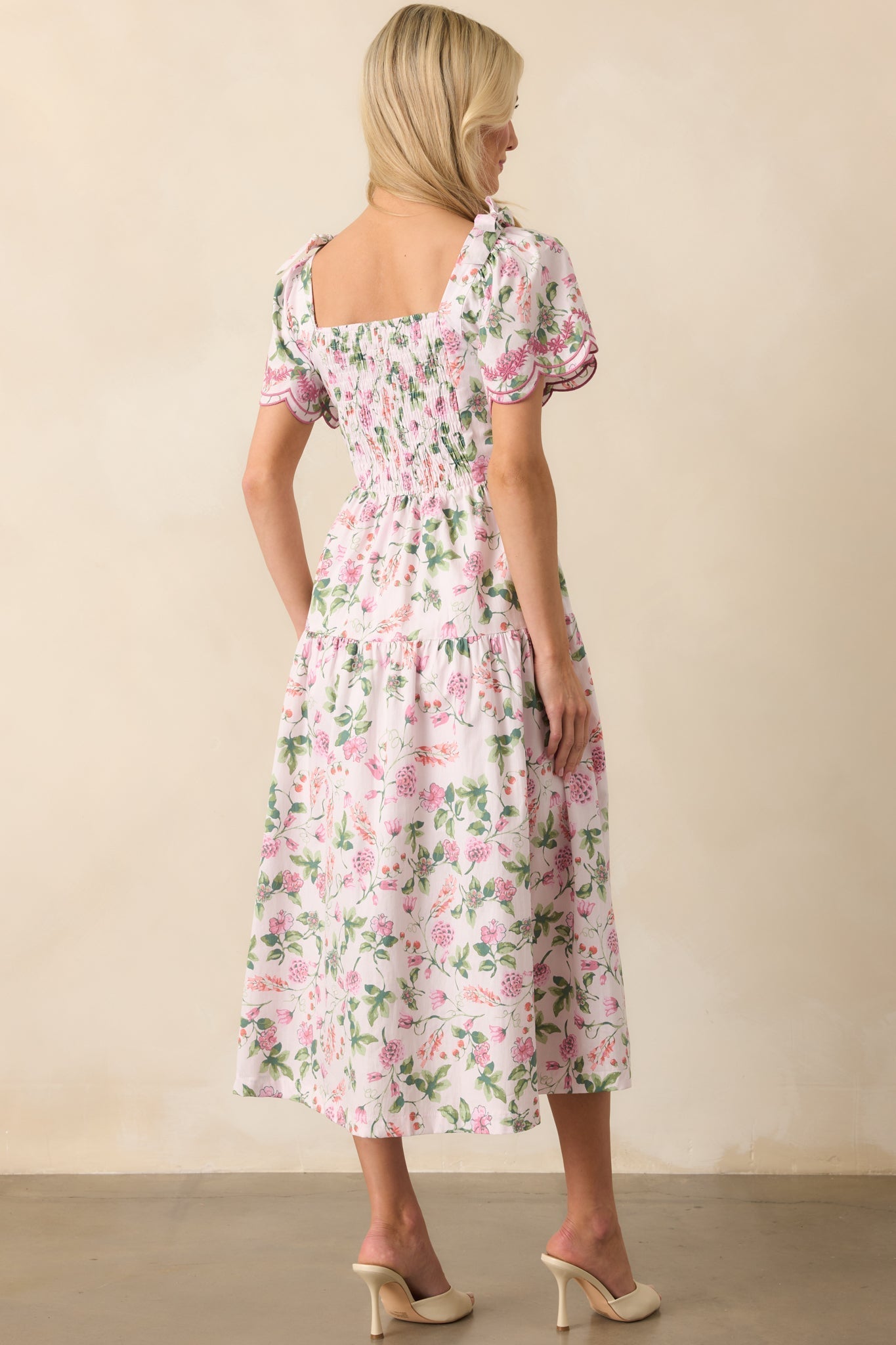 The Memories We Keep Light Pink Floral Print Cotton Midi Dress