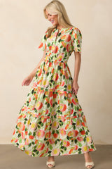 Something About It Orange Floral Print Cotton Maxi Dress