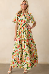 Something About It Orange Floral Print Cotton Maxi Dress