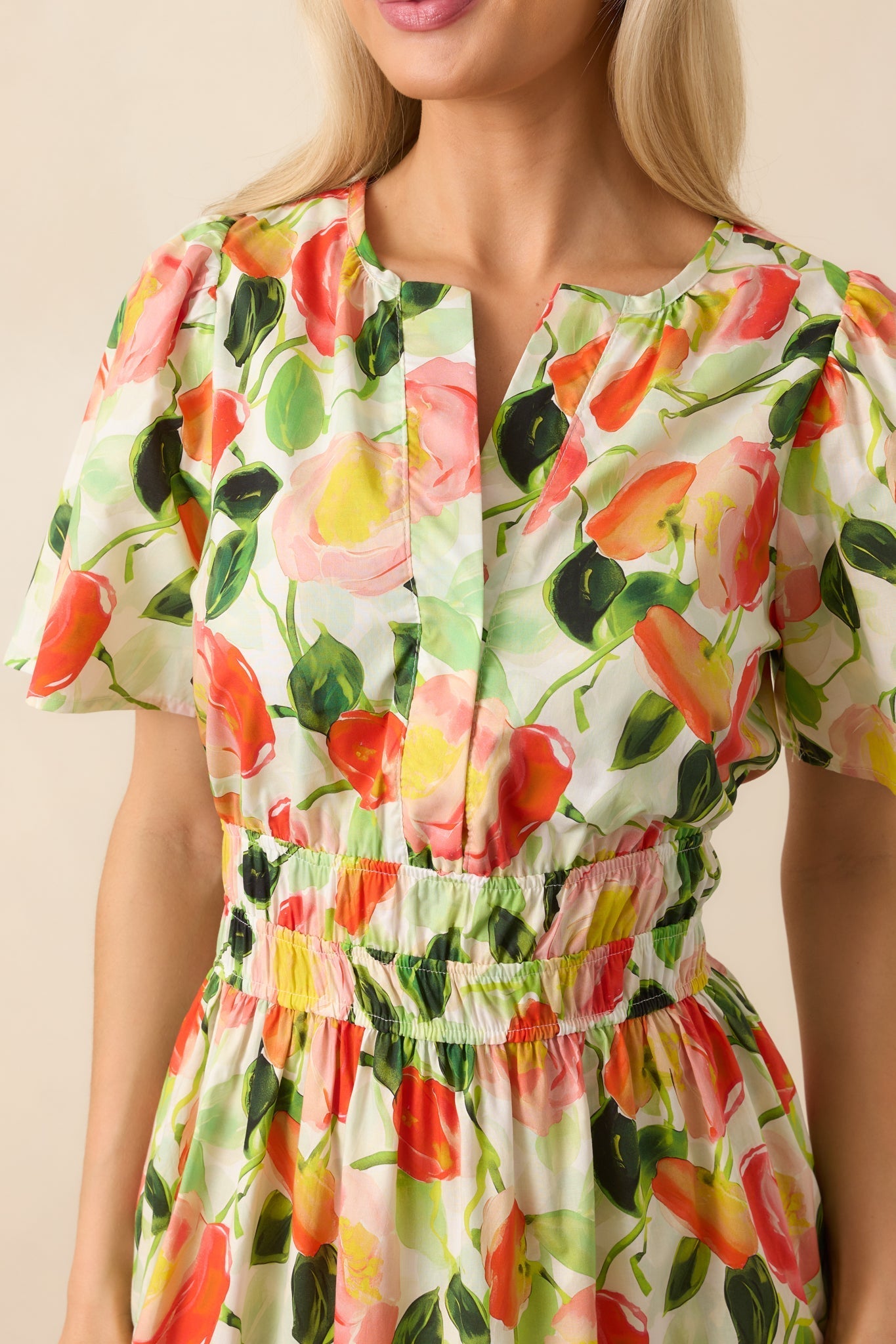 Something About It Orange Floral Print Cotton Maxi Dress