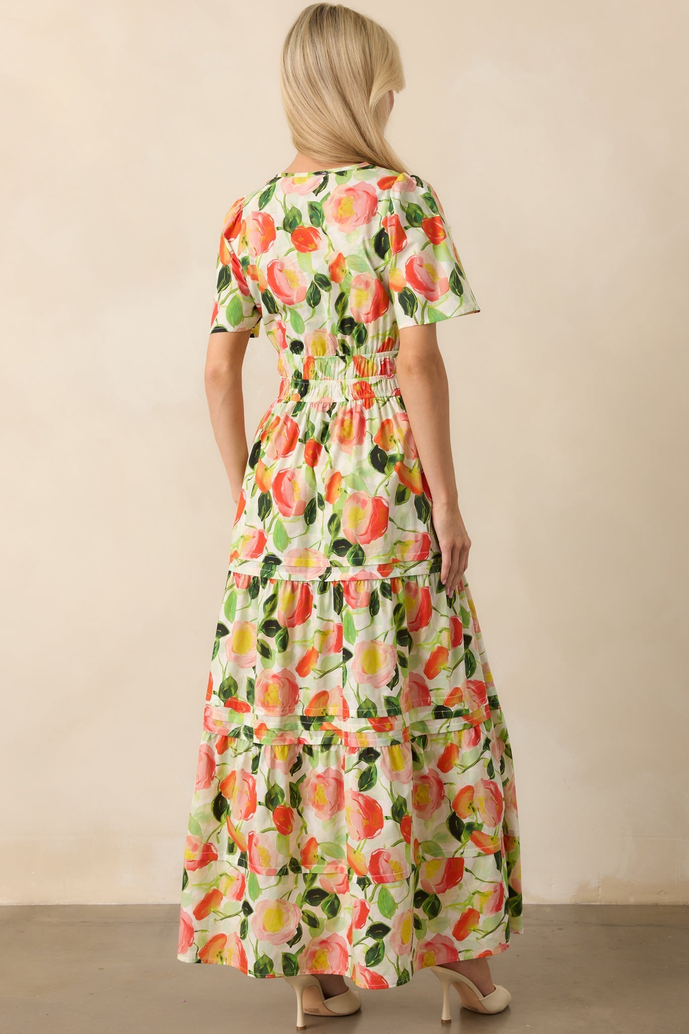 Something About It Orange Floral Print Cotton Maxi Dress
