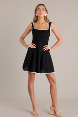 Classic Couture Black Cotton Blend Mini Dress