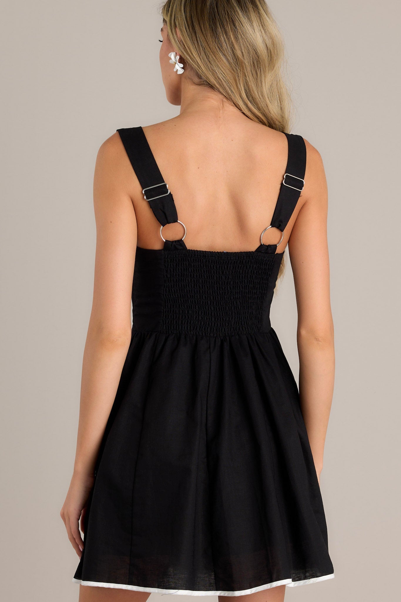 Classic Couture Black Cotton Blend Mini Dress