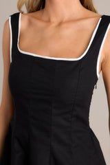 Classic Couture Black Cotton Blend Mini Dress