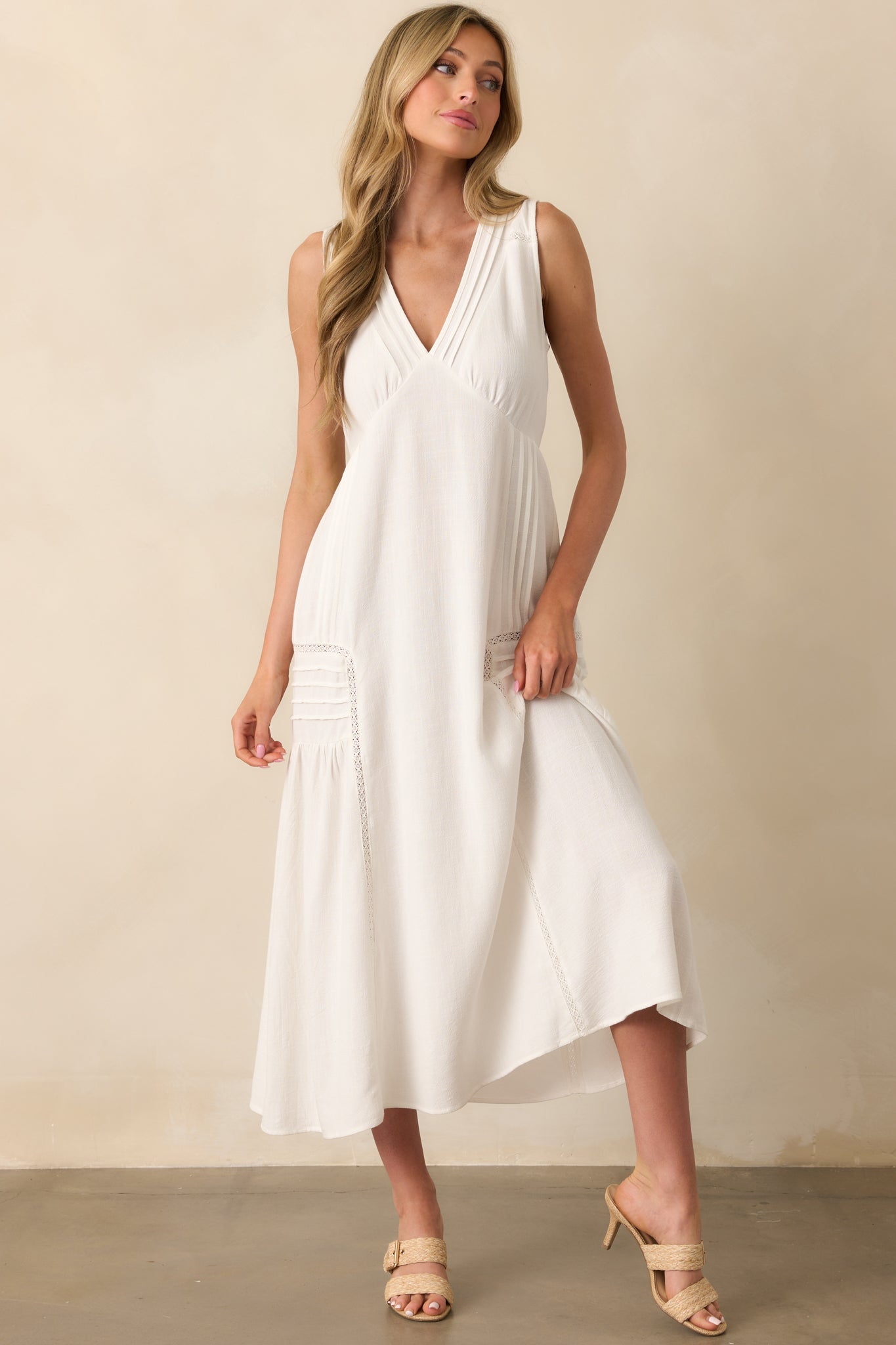 Only Goes Up From Here Ivory Linen Blend Sleeveless Maxi Dress