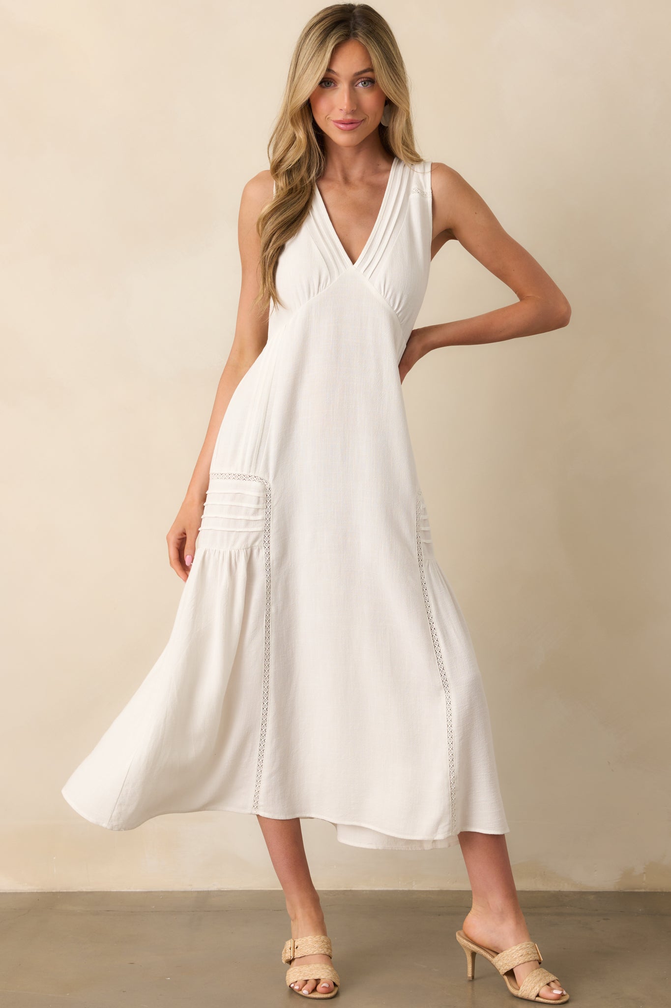 Only Goes Up From Here Ivory Linen Blend Sleeveless Maxi Dress