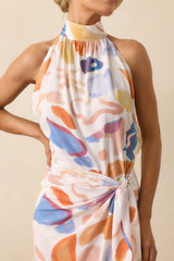 More Than Perfect Orange Multi Abstract Print Halter Maxi Dress