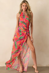 Shining Brighter Orange Multi Floral Print One Shoulder Maxi Dress