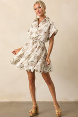 Always In High Spirits Ivory Multi Floral Print Mini Shirt Dress