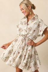 Always In High Spirits Ivory Multi Floral Print Mini Shirt Dress