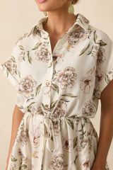 Always In High Spirits Ivory Multi Floral Print Mini Shirt Dress