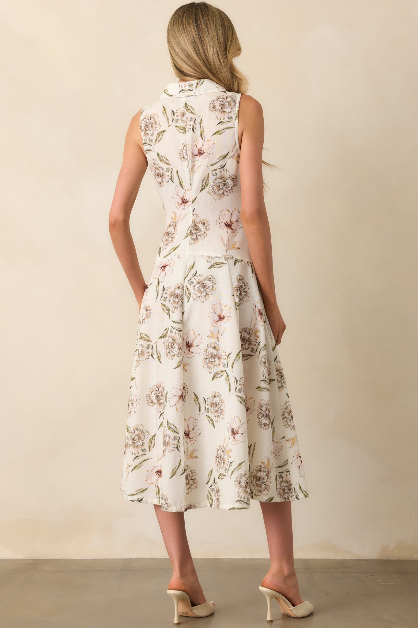 A Little Grace Goes A Long Way Ivory Multi Floral Print Midi Dress