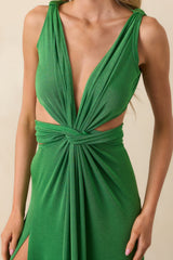 A Little Bit Of Everything Kelly Green Twist Front Cut Out Maxi Dress