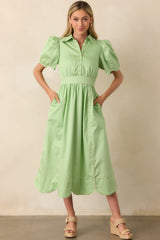 What Means The Most Light Green Cotton Maxi Shirt Dress