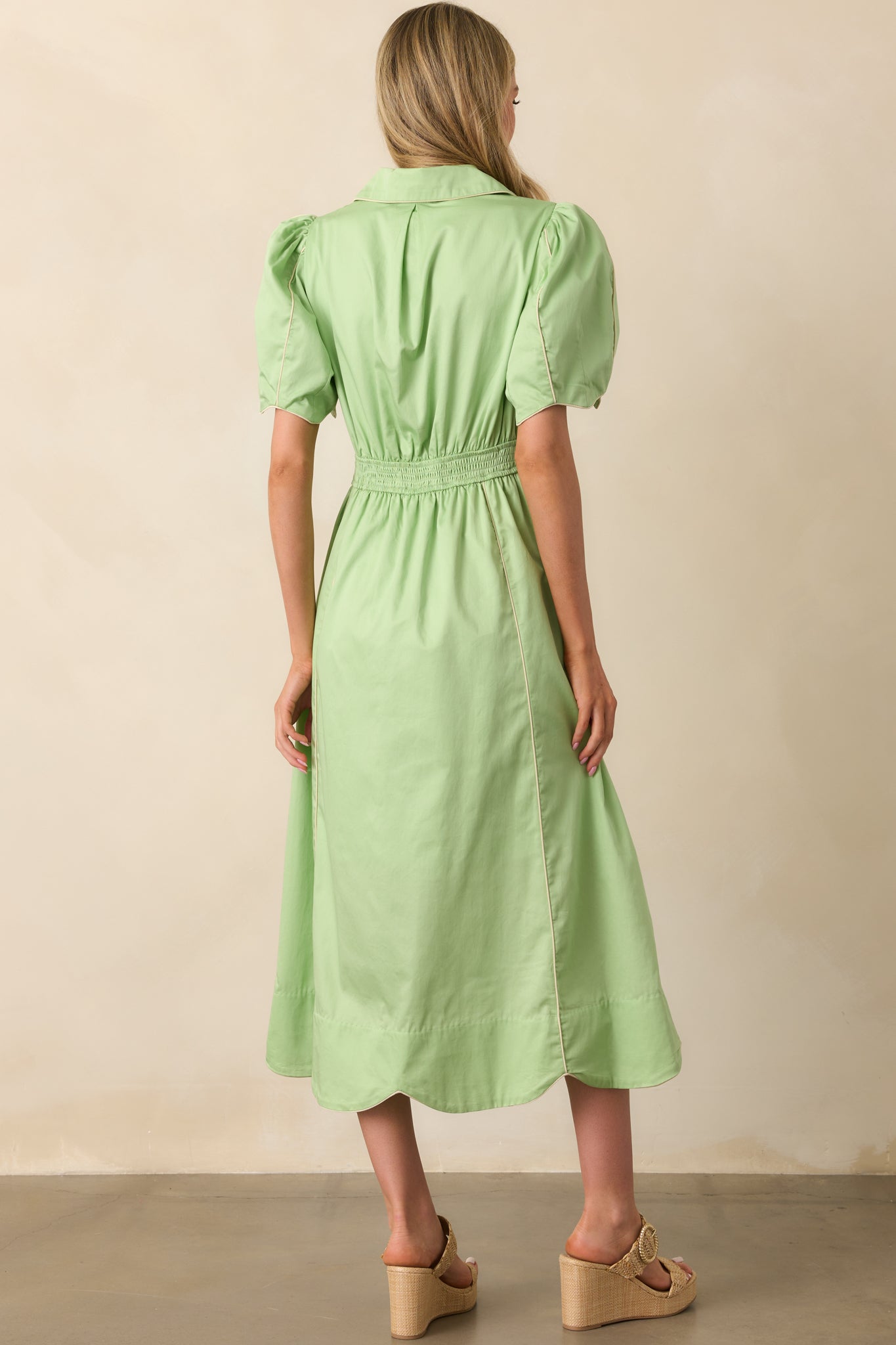 What Means The Most Light Green Cotton Maxi Shirt Dress