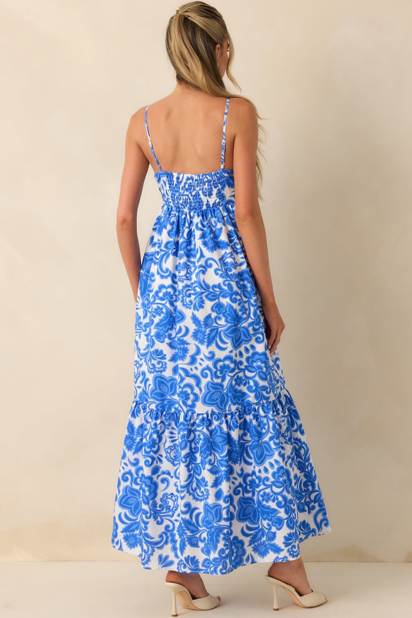 Onto Better Things Blue Floral Print Cotton Maxi Dress
