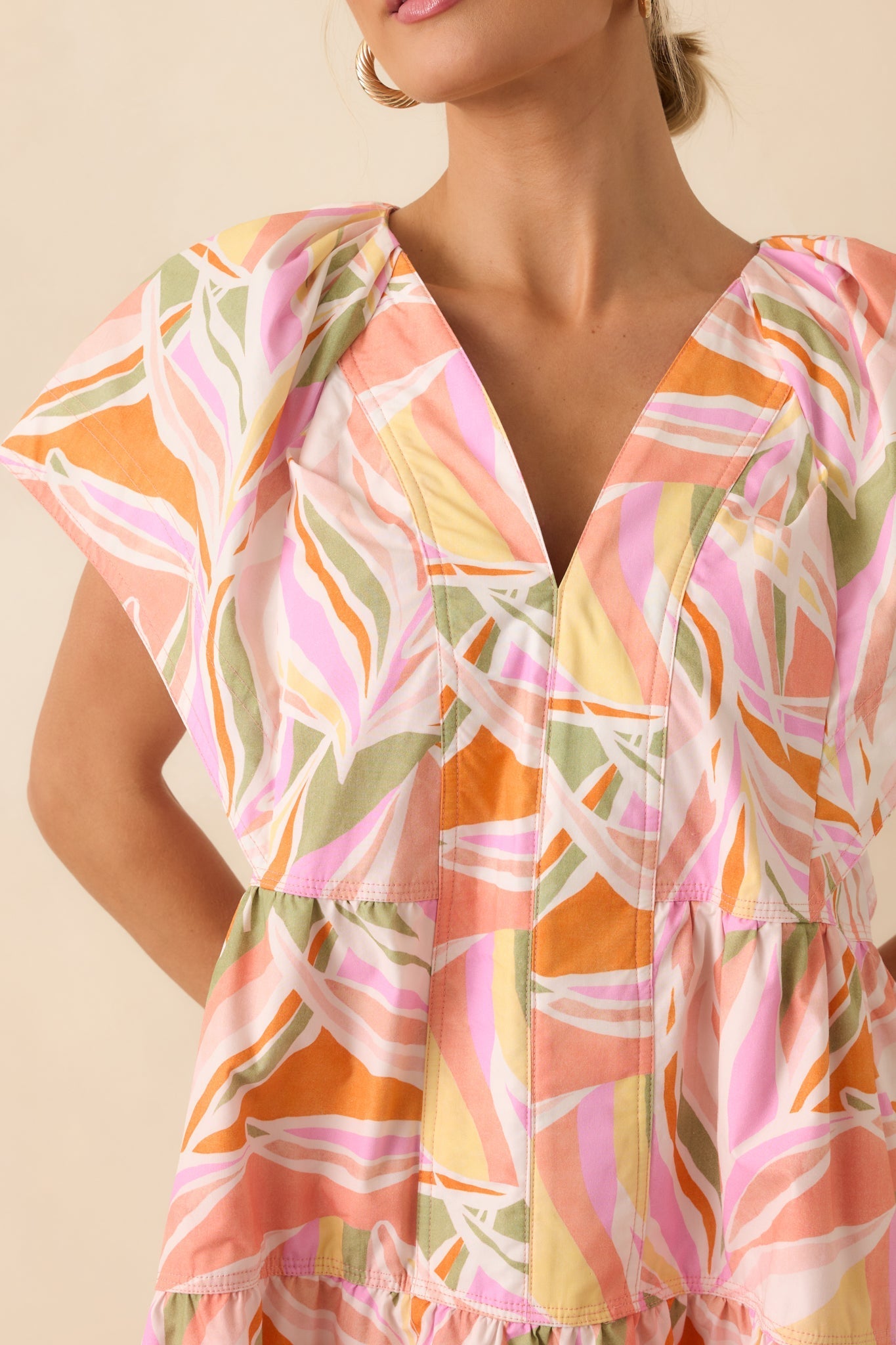 Too Cute To Care Light Pink Abstract Floral Print Cotton Mini Dress