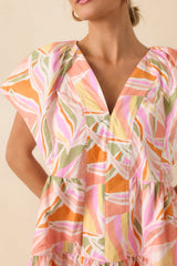 Too Cute To Care Light Pink Abstract Floral Print Cotton Mini Dress