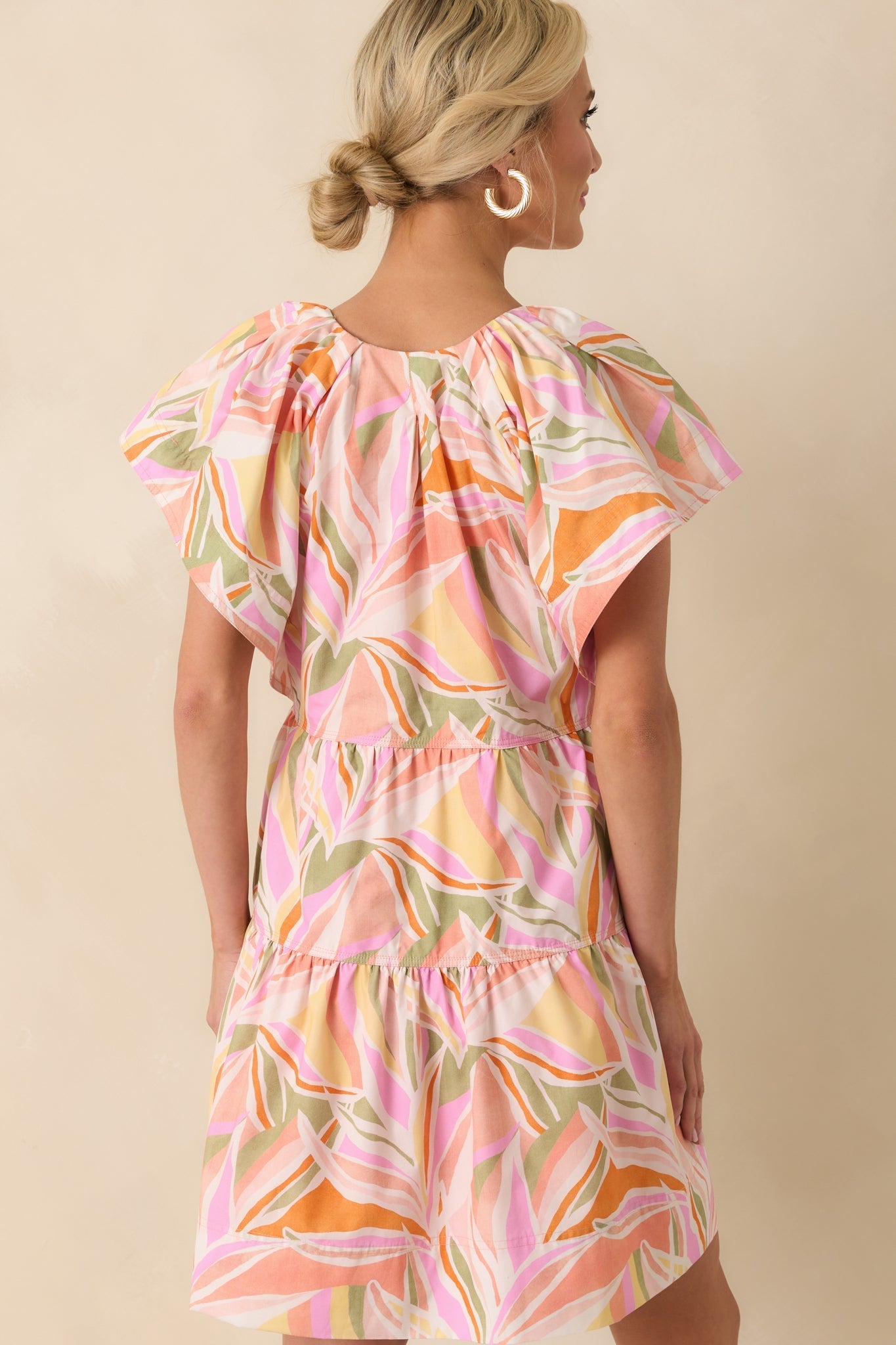 Too Cute To Care Light Pink Abstract Floral Print Cotton Mini Dress