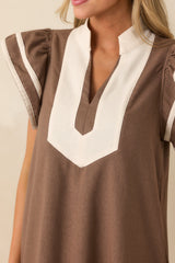 As Good As It Gets Mocha Linen Cotton Blend Kaftan Maxi Dress