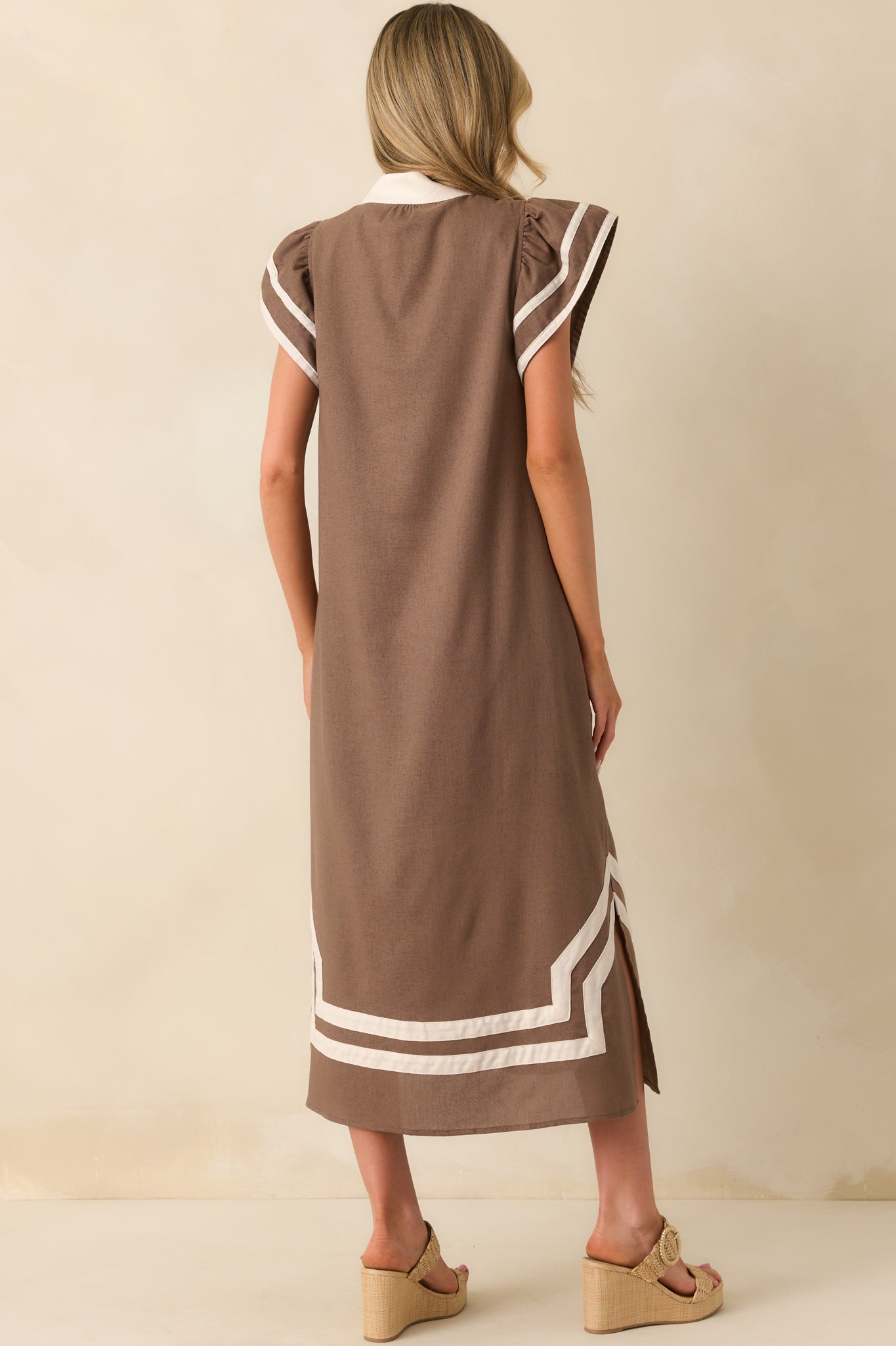 As Good As It Gets Mocha Linen Cotton Blend Kaftan Maxi Dress