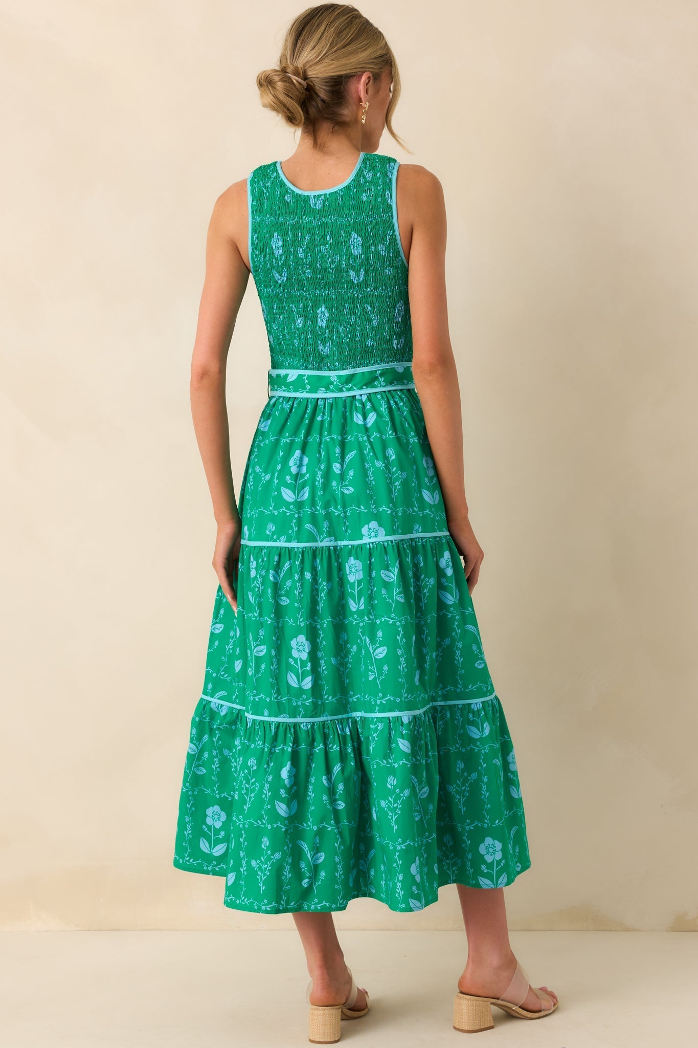 Making Sweet Memories Kelly Green Floral Print Cotton Maxi Dress