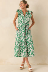 Anything I Want Green Floral Print Cotton Maxi Dress