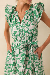 Anything I Want Green Floral Print Cotton Maxi Dress