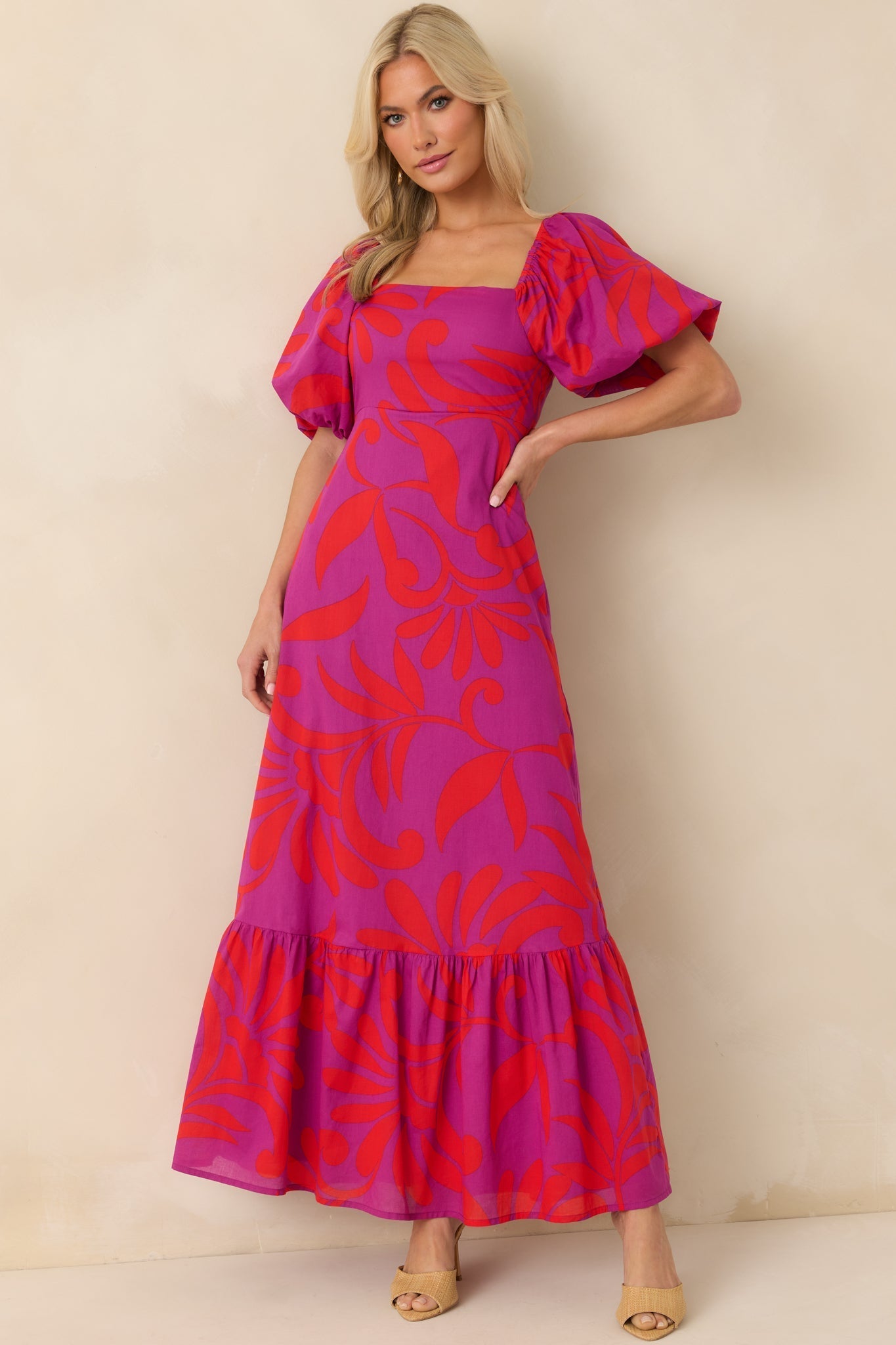 Nothing In My Way Purple Floral Cotton Short Sleeve Maxi Dress